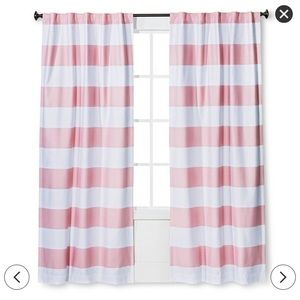Set of 2 pink and white striped curtains
